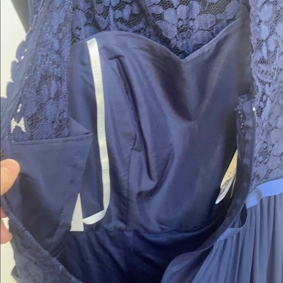 Navy Cap Sleeve David’s Bridal Bridesmaids Dress - Picture 12 of 16